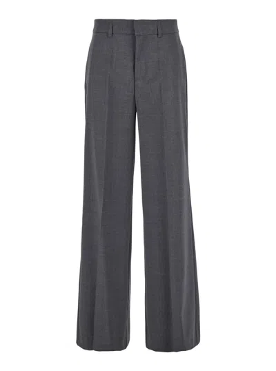 P.A.R.O.S.H GREY HIGH-WAISTED TAILORED PANTS WITH CONCEALED CLOSURE IN FABRIC WOMAN
