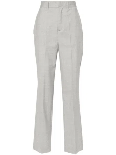 P.A.R.O.S.H GREY HIGH-WAISTED TAILORED TROUSERS