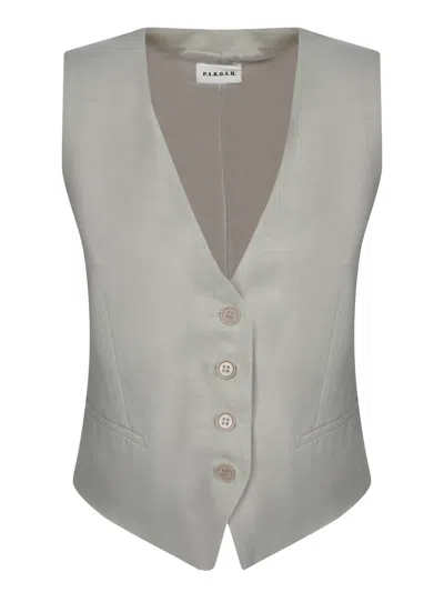 P.a.r.o.s.h Grey Linen And Viscose Vest In Beige