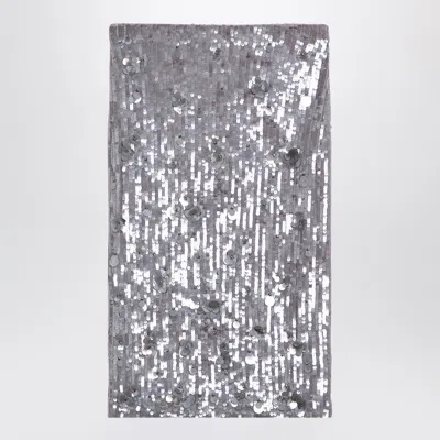 P.a.r.o.s.h Micro Sequin Embellished Midi Skirt In Metal