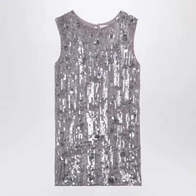 P.A.R.O.S.H P.A.R.O.S.H. GREY MÉLANGE MINI DRESS WITH MICRO SEQUINS