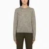 P.a.r.o.s.h Grey Mohair Crew-neck Sweater In Grigio Melange Chiaro