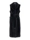 P.a.r.o.s.h Pathos Faux-fur Sleeveless Long Coat In Grey