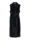P.a.r.o.s.h Grey Sleeveless Coat With Belt In Cruelty Free Shearling Woman In Black