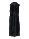 P.a.r.o.s.h Grey Sleeveless Coat With Belt In Cruelty Free Shearling Woman In Grey