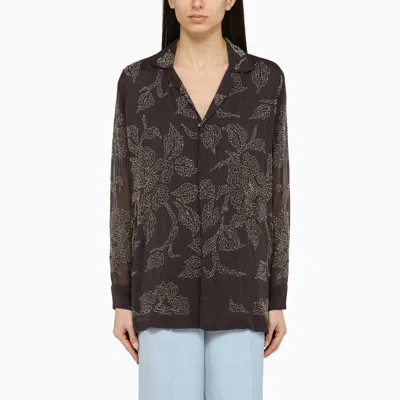 P.A.R.O.S.H GREY VISCOSE SEQUIN SHIRT