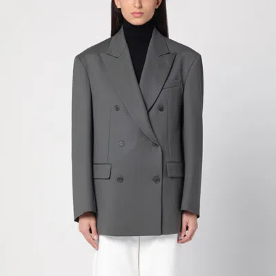 P.a.r.o.s.h Grey Wool Double-breasted Jacket In Stone