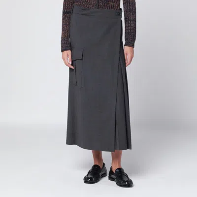 P.a.r.o.s.h Grey Wool Wrap Skirt In Gray