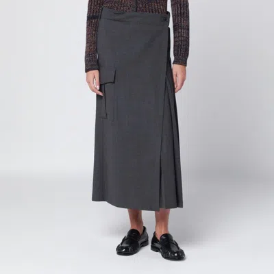 P.a.r.o.s.h Parosh  Grey Wool Wrap Skirt In Gray
