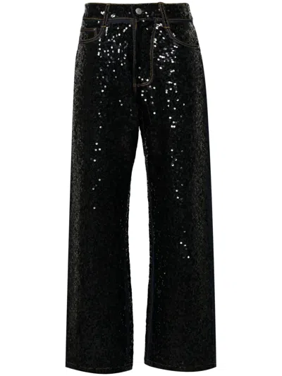 P.a.r.o.s.h Guff Sequin-embellished Straight Jeans In Black