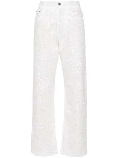 P.a.r.o.s.h Parosh White Denim With Sequin Embellishments In Fantasia Panna