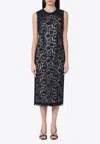 P.a.r.o.s.h Guipure Lace Midi Dress In Blue
