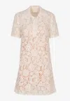 P.a.r.o.s.h Guipure Lace Mini Shirt Dress In Beige