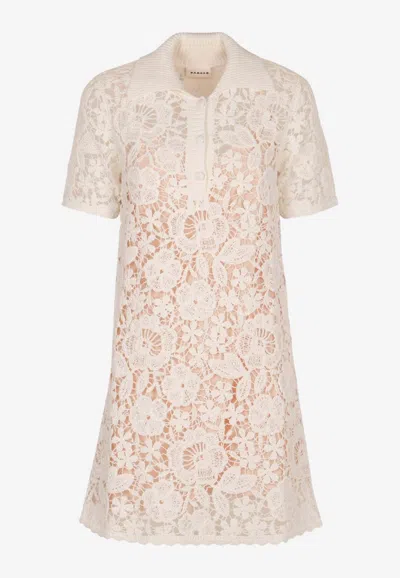 P.A.R.O.S.H GUIPURE LACE MINI SHIRT DRESS