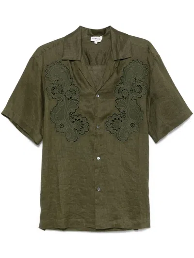 P.a.r.o.s.h Guipure Lace-panel Shirt In Green