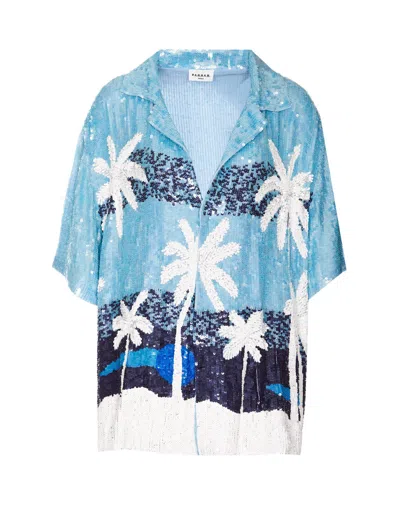 P.a.r.o.s.h Gust Palms Fantasy Sequins Shirt In Blue