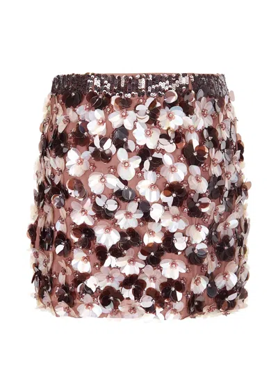 P.a.r.o.s.h Gym Floral-embellished Mini Skirt In Pink