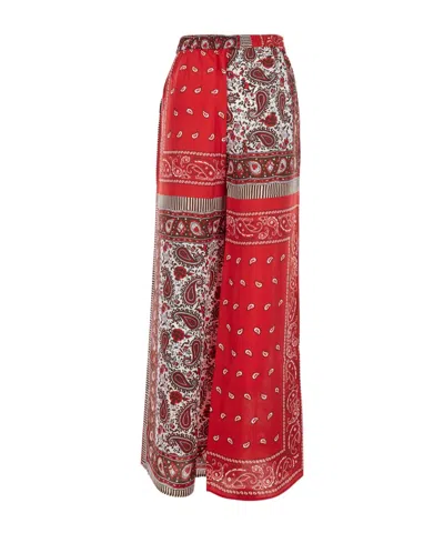 P.a.r.o.s.h Habotay Pants With Red Pattern In Tech Fabric For Women In Multi