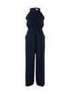 P.a.r.o.s.h Halter Neck Jumpsuit With Ruffled Neckline In Blue