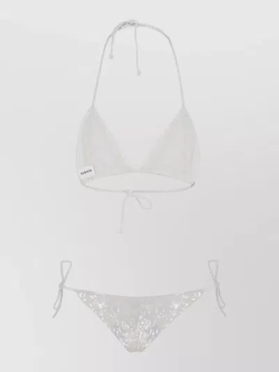 P.a.r.o.s.h Halterneck Bikini Set Sequin Triangle Top In Black