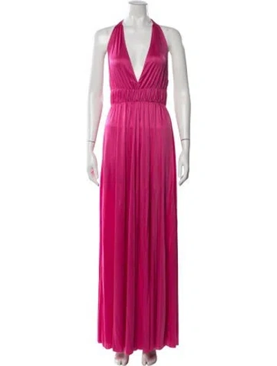 Pre-owned P.a.r.o.s.h Halterneck Long Dress In Pink