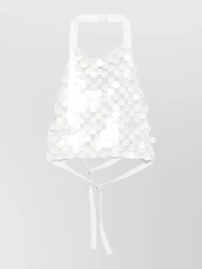 P.a.r.o.s.h Halterneck Sequin Open Back Women Shirt In Metallic