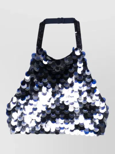 P.a.r.o.s.h Halterneck Sequin Top Tie Detail In Blue