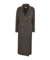 P.a.r.o.s.h . Herringbone Double-breasted Long Coat In Brown