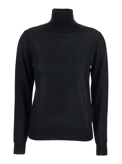 P.A.R.O.S.H BLACK TURTLENECK SWEATER IN WOOL BLEND WOMAN