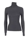 P.a.r.o.s.h Ribbed Turtleneck Sweater With High Collar In Gray