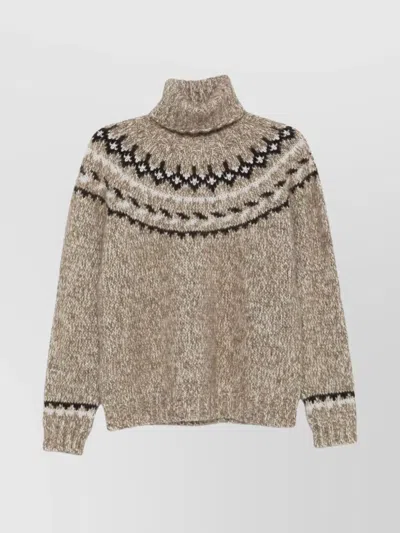 P.A.R.O.S.H HIGH NECK KNITWEAR WITH FAIR ISLE DESIGN