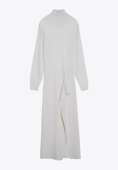 P.a.r.o.s.h . Cream-coloured Turtleneck Dress In Wool Blend In White