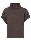 P.a.r.o.s.h Parosh High-neck Raccoon Sweater With Relaxed Fit And Ribbed Trim In Brown