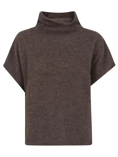 P.A.R.O.S.H PAROSH HIGH-NECK RACCOON SWEATER WITH RELAXED FIT AND RIBBED TRIM