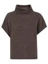 P.a.r.o.s.h Parosh High-neck Raccoon Sweater With Relaxed Fit And Ribbed Trim In Brown