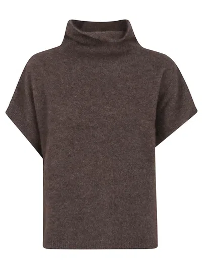 P.A.R.O.S.H HIGH-NECK RACCOON SWEATER WITH RELAXED FIT AND RIBBED TRIM