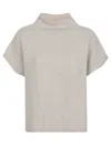 P.a.r.o.s.h Parosh High Neck Short Sleeve Raccoon Sweater In Gray