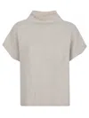 P.a.r.o.s.h Parosh High-neck Raccoon Sweater With Ribbed Trim In White