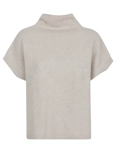P.A.R.O.S.H PAROSH HIGH-NECK RACCOON SWEATER WITH RIBBED TRIM