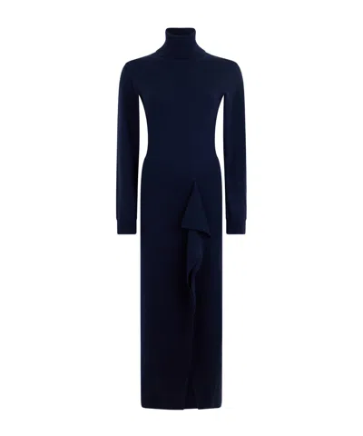 P.a.r.o.s.h Ruffled Roll-neck Maxi Dress In Blue