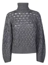P.a.r.o.s.h High Turtleneck Chunky Knit Sweater In Gray