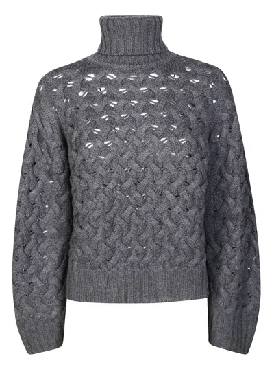P.a.r.o.s.h High Turtleneck Chunky Knit Sweater In Gray