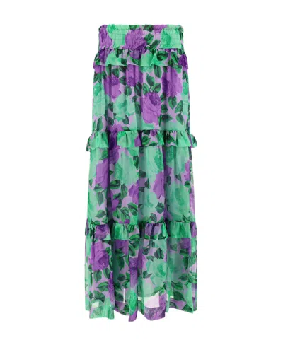 P.a.r.o.s.h . High Waist Floral Printed Maxi Skirt In Green
