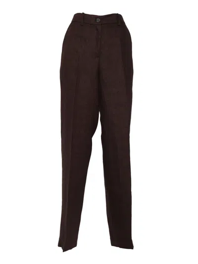 P.a.r.o.s.h High Waist Straight Leg Trousers In Brown