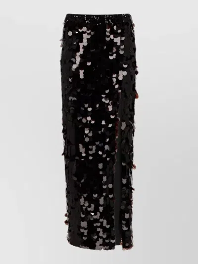 P.a.r.o.s.h High Waist Straight Skirt Sequin Side Slit In Black