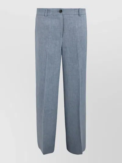 P.a.r.o.s.h High Waist Trousers Belt Loops Wide Leg In Blue