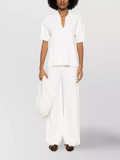 P.a.r.o.s.h High Waist Wide Leg Flared Trousers In White