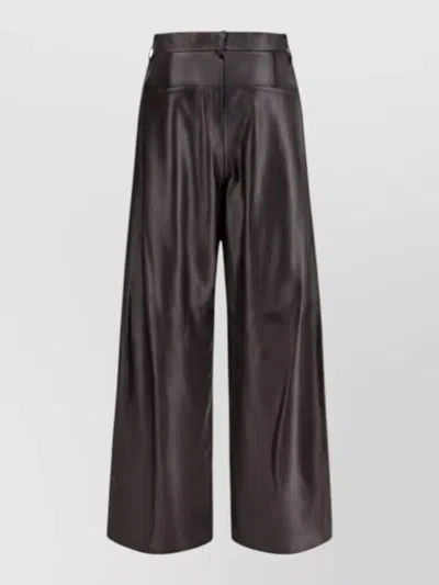 P.a.r.o.s.h High Waist Wide Leg Pants Smooth Finish In Brown