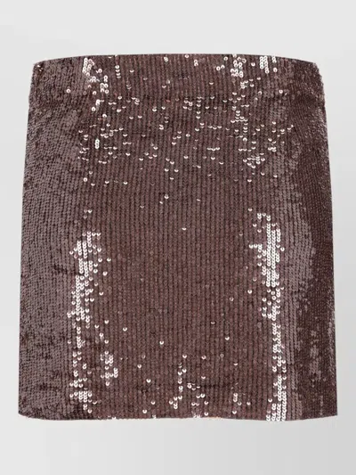 P.a.r.o.s.h High Waisted Sequin Mini Skirt Design In Brown