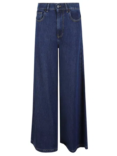 P.a.r.o.s.h High-waisted Wide-leg Pants With Classic Five-pocket Design In Gold